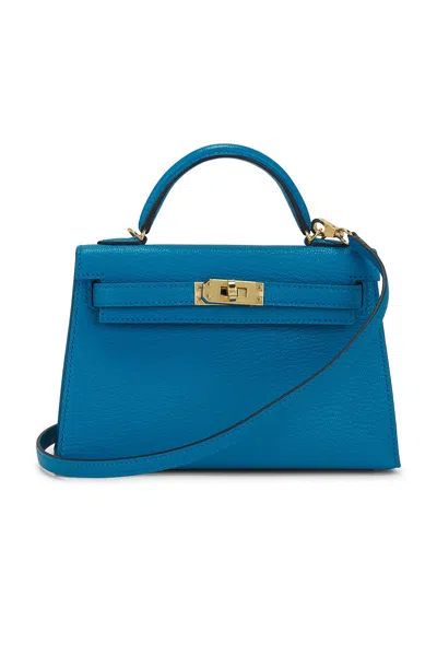 Pre-owned Hermes Chevre Kelly 20 Handbag In Blue