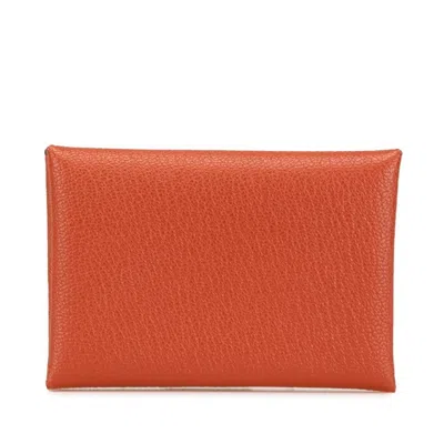 Pre-owned Hermes Chevre Leather Coin Purse/coin Case () In Brown