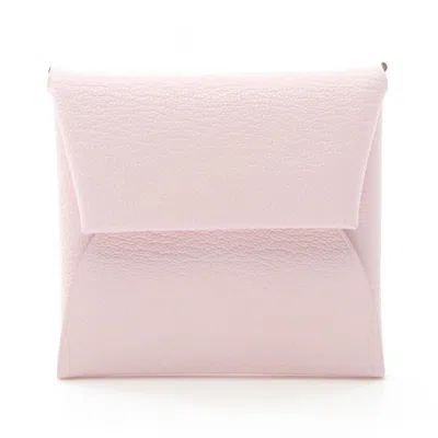 Pre-owned Hermes Chevre Leather Leather Coin Purse/coin Case () In Pink