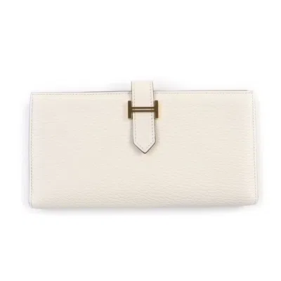 Pre-owned Hermes Chevre Leather Long Wallet (bi-fold) ()
