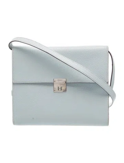 Pre-owned Hermes Chevre Mysore Clic 16 Wallet W/ Strap In Blue