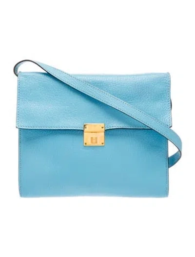 Pre-owned Hermes Chevre Mysore Clic 16 Wallet W/ Strap In Blue