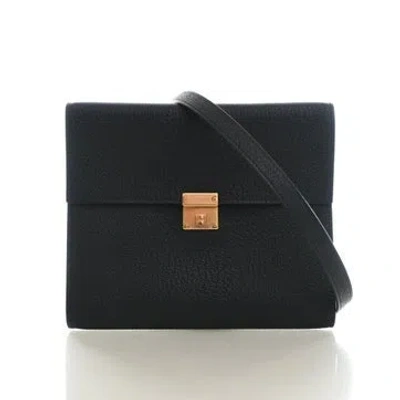 Pre-owned Hermes Chevre Mysore Goatskin Clic 16 Wallet On Strap 2023 In Black
