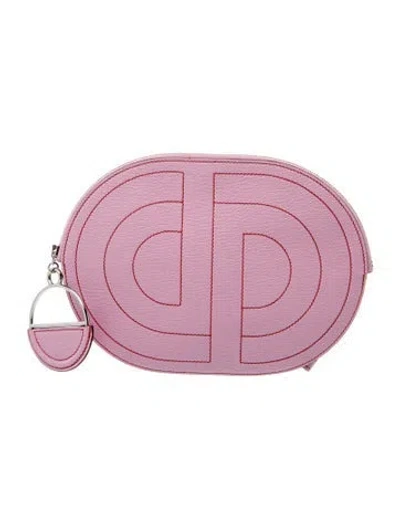 Pre-owned Hermes Chevre Mysore In-the-loop To Go Pouch In Pink