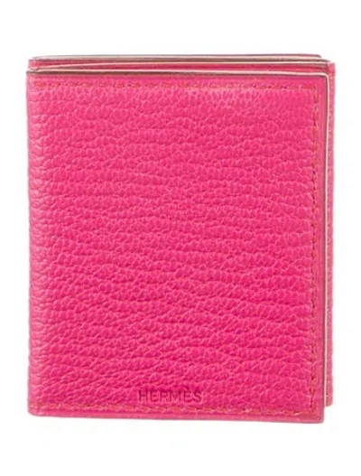 Pre-owned Hermes Chevre Mysore Photo Holder In Pink