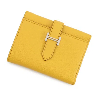 Pre-owned Hermes Chevre Myzore Leather Wallet (tri-fold) ()