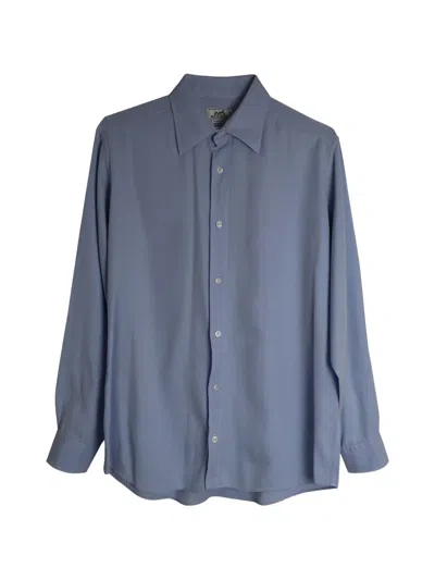 Pre-owned Hermes Chevron Long-sleeve Shirt In Blue