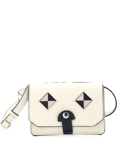 Pre-owned Hermes Chien Card Holder With Strap Swift And Chevre Mysore Crossbody Bag In Neutral