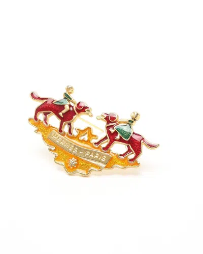 Pre-owned Hermes Hermès Children Dogs Brooch In Multicolour