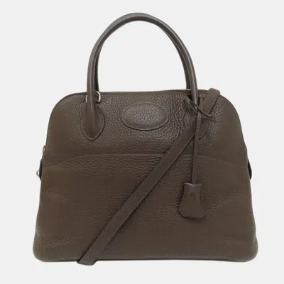 Pre-owned Hermes Chocolat Taurillon Bolide 31 Handbag In Brown