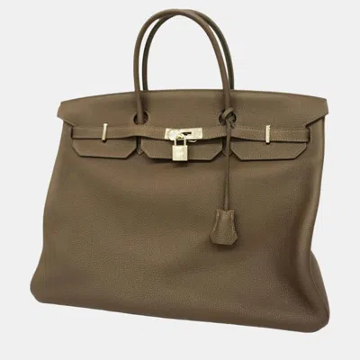 Pre-owned Hermes Chocolat Togo Birkin 40 Y Engraved Ladies Handbag In Brown