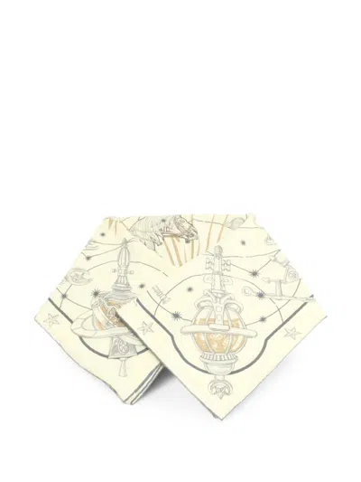 Pre-owned Hermes Chorus Stellarum Cashmere Scarf In White