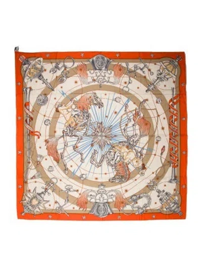 Pre-owned Hermes Chorus Stellarum Cashmere Shawl W/ Tags In Orange