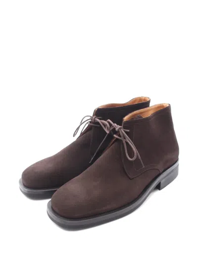 Pre-owned Hermes Chukka Suede Desert Boots In Brown