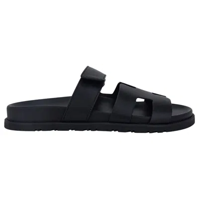 Pre-owned Hermes Chypre Black Calfskin Sandal 36.5 / 6.5