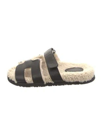 Pre-owned Hermes Chypre H Logo Espadrilles In Black