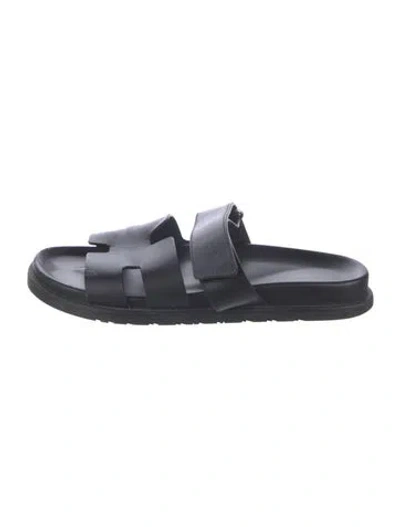 Pre-owned Hermes Chypre H Logo Sandals In Black