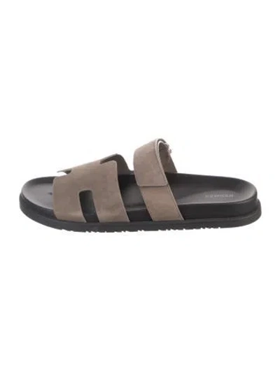 Pre-owned Hermes Chypre H Logo Sandals In Brown