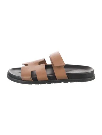 Pre-owned Hermes Chypre H Logo Sandals In Brown