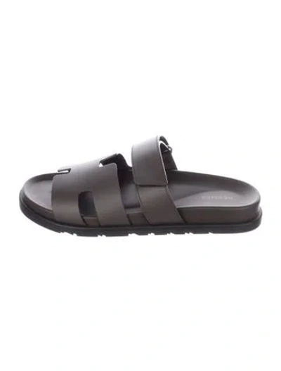 Pre-owned Hermes Chypre H Logo Sandals In Grey