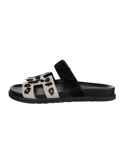 Pre-owned Hermes Chypre H Logo Slides In Black
