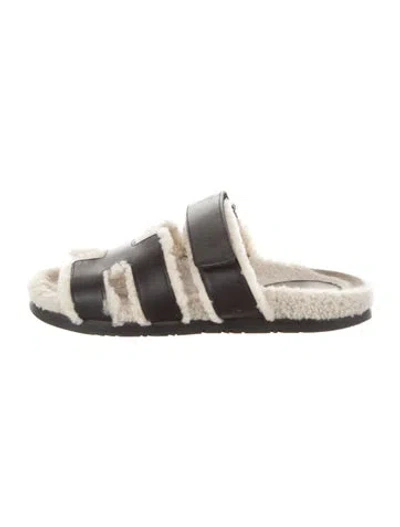 Pre-owned Hermes Chypre H Logo Slides In Black