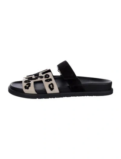 Pre-owned Hermes Chypre H Logo Slides In Black