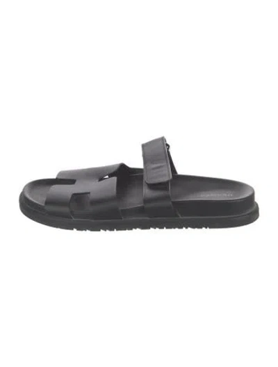Pre-owned Hermes Chypre H Logo Slides In Black