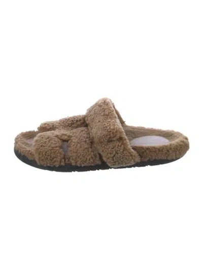 Pre-owned Hermes Chypre H Logo Slides In Brown