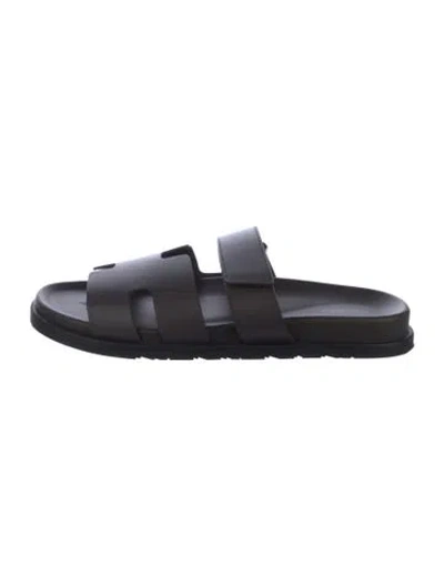 Pre-owned Hermes Chypre H Logo Slides In Gray