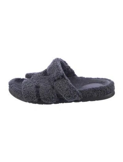 Pre-owned Hermes Chypre H Logo Slides In Gray