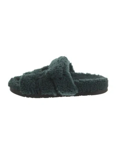 Pre-owned Hermes Chypre H Logo Slides In Green