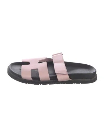 Pre-owned Hermes Chypre H Logo Slides In Multicolor