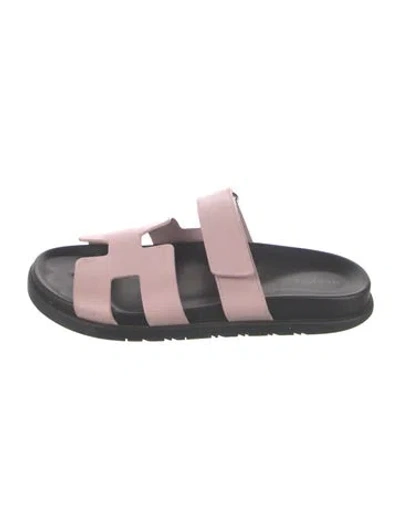 Pre-owned Hermes Chypre H Logo Slides In Multicolor