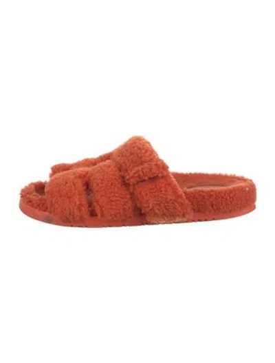 Pre-owned Hermes Chypre H Logo Slides In Orange