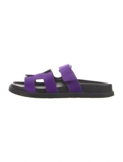 Pre-owned Hermes Chypre H Logo Slides In Purple