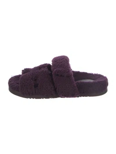 Pre-owned Hermes Chypre H Logo Slides In Purple