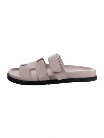 Pre-owned Hermes Chypre H Logo Slides In Purple