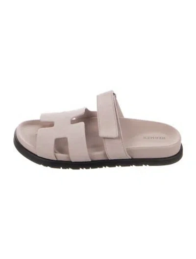 Pre-owned Hermes Chypre H Logo Slides In Purple