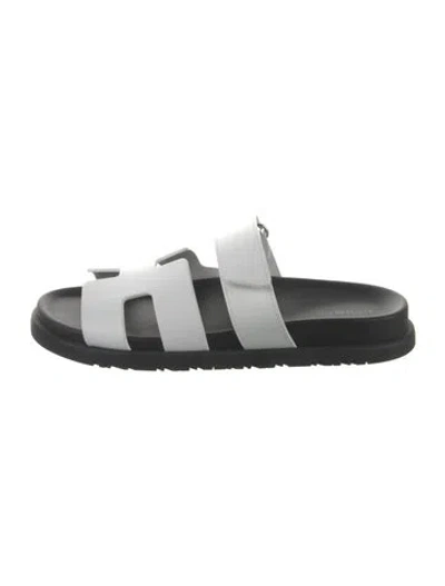 Pre-owned Hermes Chypre Leather Slides In Multi