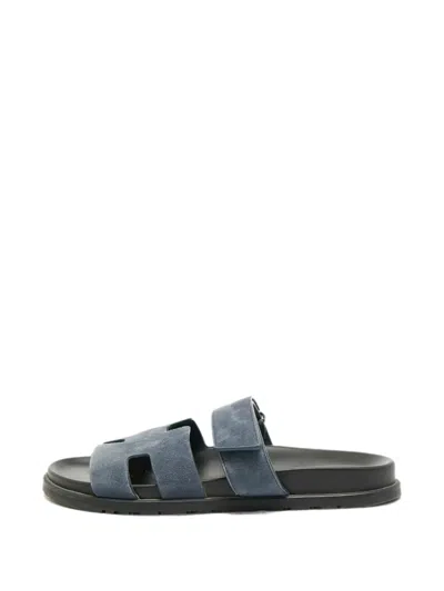 Pre-owned Hermes Chypre Sandals In Blue
