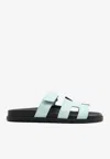 Hermes Chypre Sandals In Bleu Cristaux Matte Alligator Leather In Multi