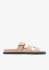 Hermes Chypre Sandals In Nude Suede In Nude