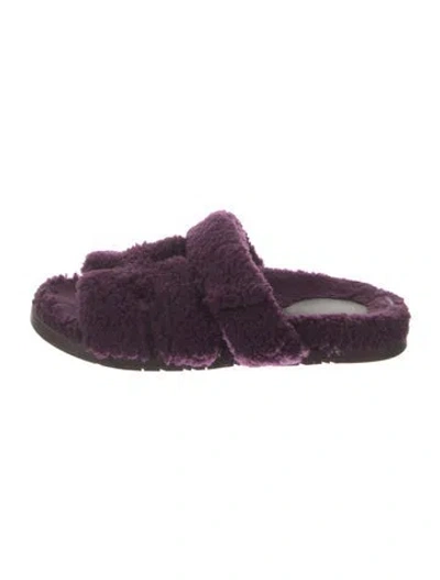 Pre-owned Hermes Chypre Shearling Slides In Purple