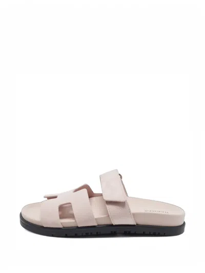 Pre-owned Hermes Chypre Touch-strap Sandals In Neutrals