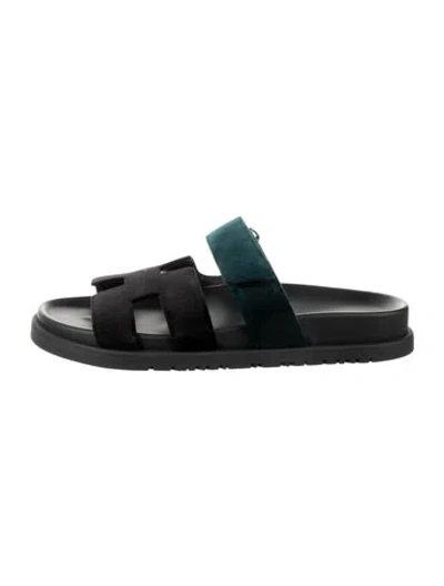Pre-owned Hermes Chypre Velvet Slides In Multi