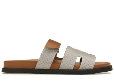 Pre-owned Hermes Chyprecanva (men's) Sneakers In Prunoir/naturel