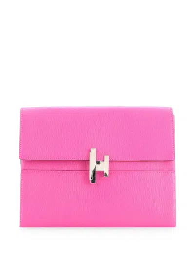 Pre-owned Hermes Cinhetic Chevre Mysore Clutch Bag In Pink