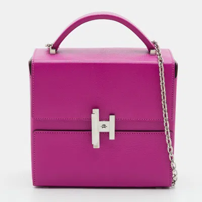 Pre-owned Hermes Cinhetic Magnolia Chèvre Mysore Leather Top Handle Bag In Pink