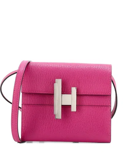 Pre-owned Hermes Cinhetic To Go Wallet Chevre Mysore Mini Crossbody Bag In Pink